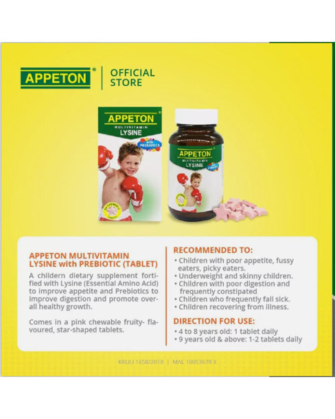 Appeton Multivitamin With Lysine Chewable Tablet 60's