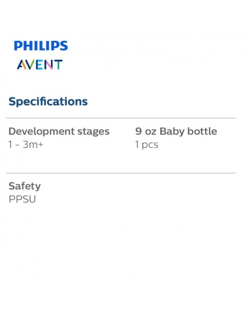 Philips Avent Natural PPSU Baby Bottle 1m+ (9oz/260ml) SCF582/10
