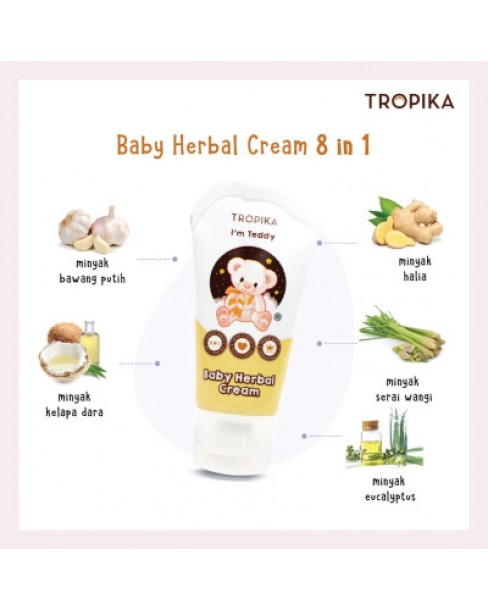 TROPIKA Baby Herbal Cream 8 in 1- 230ML (100% Original) Natural Ingredients