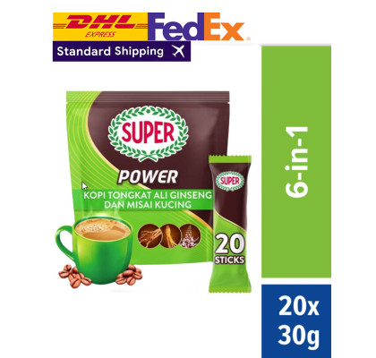 Super Power 6 in 1 Instant Coffee Tongkat Ali With Ginseng 20s x 30g 