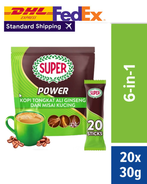 Super Power 6 in 1 Instant Coffee Tongkat Ali With Ginseng 20s x 30g 