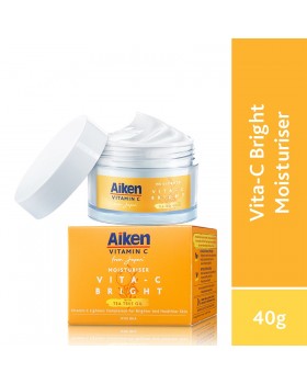 AIKEN Vita-C Brightening Moisturiser 40g | Gel Texture | Vitamin C | 72 hours Moisture Lock | Non-sticky | Fast Absorb