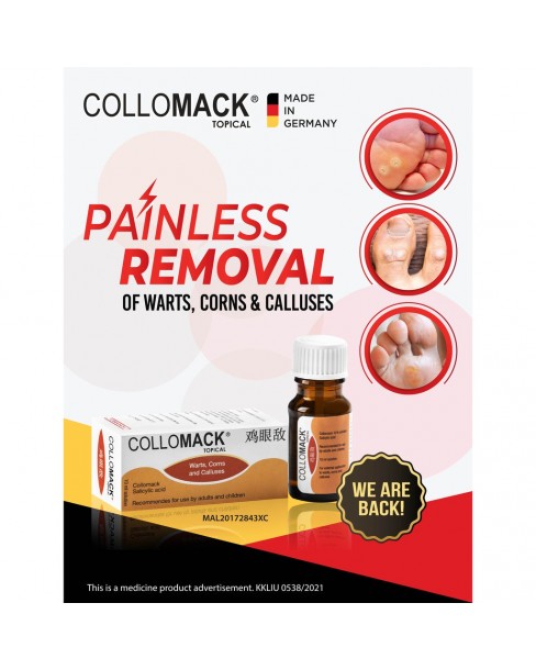 Collomack Topical Solution 10% - painless remover of warts, corns & calluses (10ml)